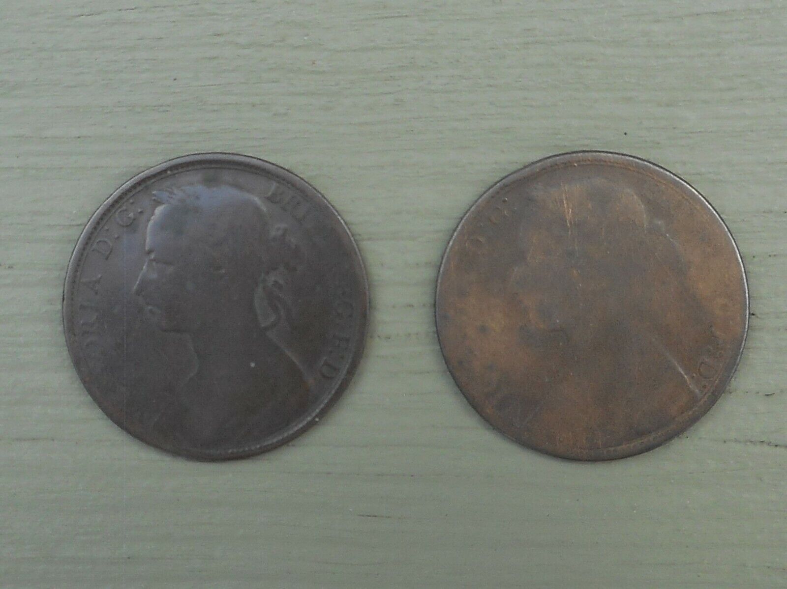 1877 & 1890 LOT OF 2 COINS BRITAIN One Penny 1 Pence Cent Queen Victoria Без бренда - фотография #5