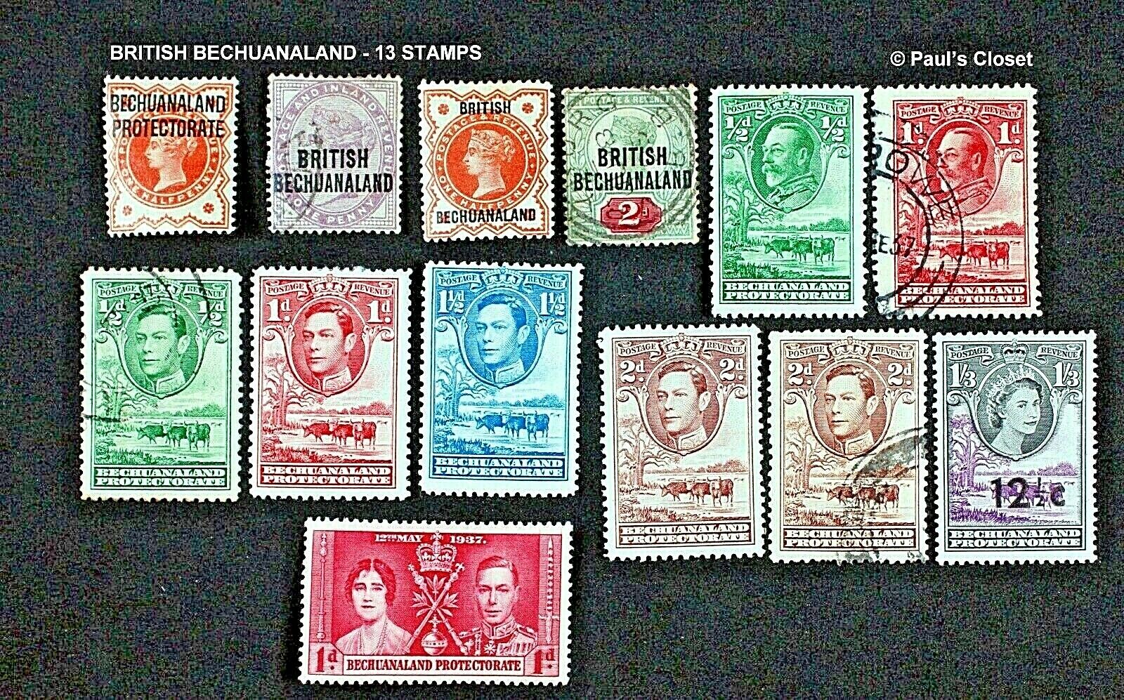 BRITISH BECHUANALAND PROTECTORATE 1897 - 1961~13  STAMPS MLH/UNG F-VF Без бренда