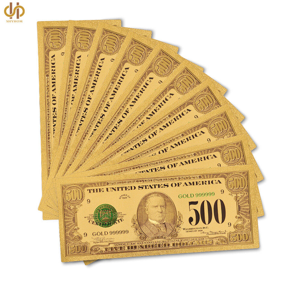 100PCS/lot 1918 US $500 Dollar Gold Banknote Colored Novelty Money Gifts Без бренда - фотография #2