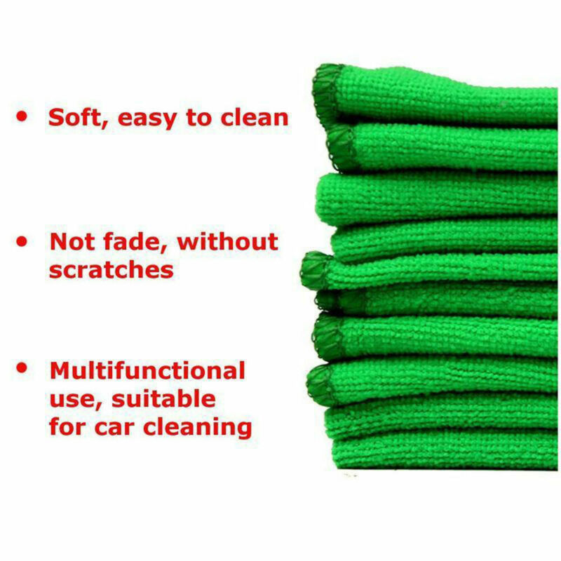 10pcs Green Microfiber Towel Car Cleaning Wash Drying Detailing Cloth No Scratch Unbranded Does Not Apply - фотография #4