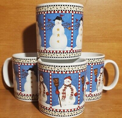 Sakura SNOWMAN Mug set of 4, Debbie Mumm, Christmas, Excellent Sakura SNOWMAN