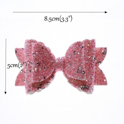 10PCS 8CM Newborn Glitter Leather Hair Bow With Fully Covered NO CLIPS Unbranded - фотография #3