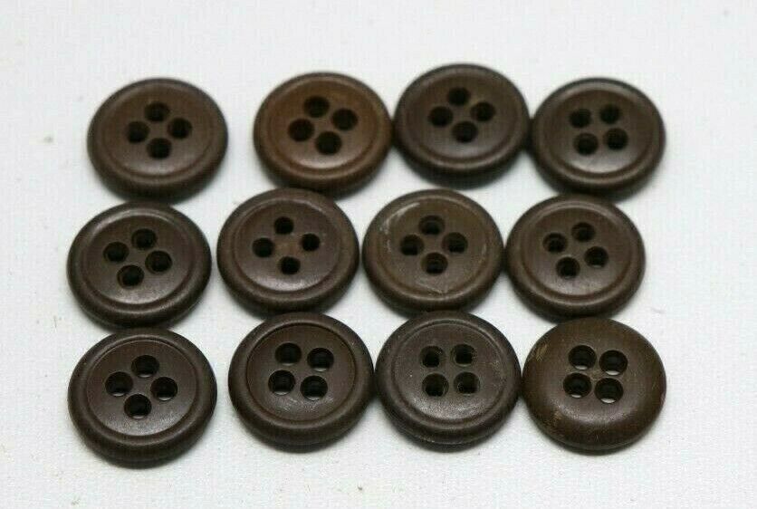 WWII US plastic buttons 5/8 inch 16mm 24L dark brown lot of 12 B9253 Без бренда - фотография #2