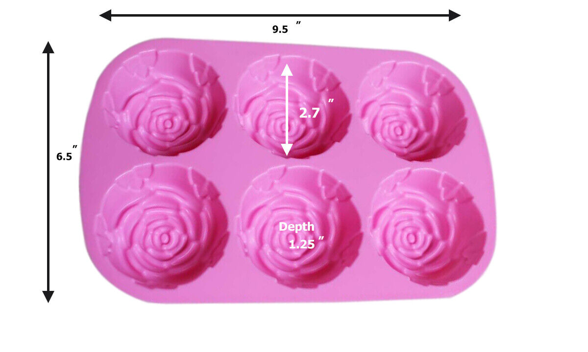 2 Pack Large Rose Delicate Flower Silicone Cake Mold Chocolate mould candy Soap Unbranded Does Not Apply - фотография #2