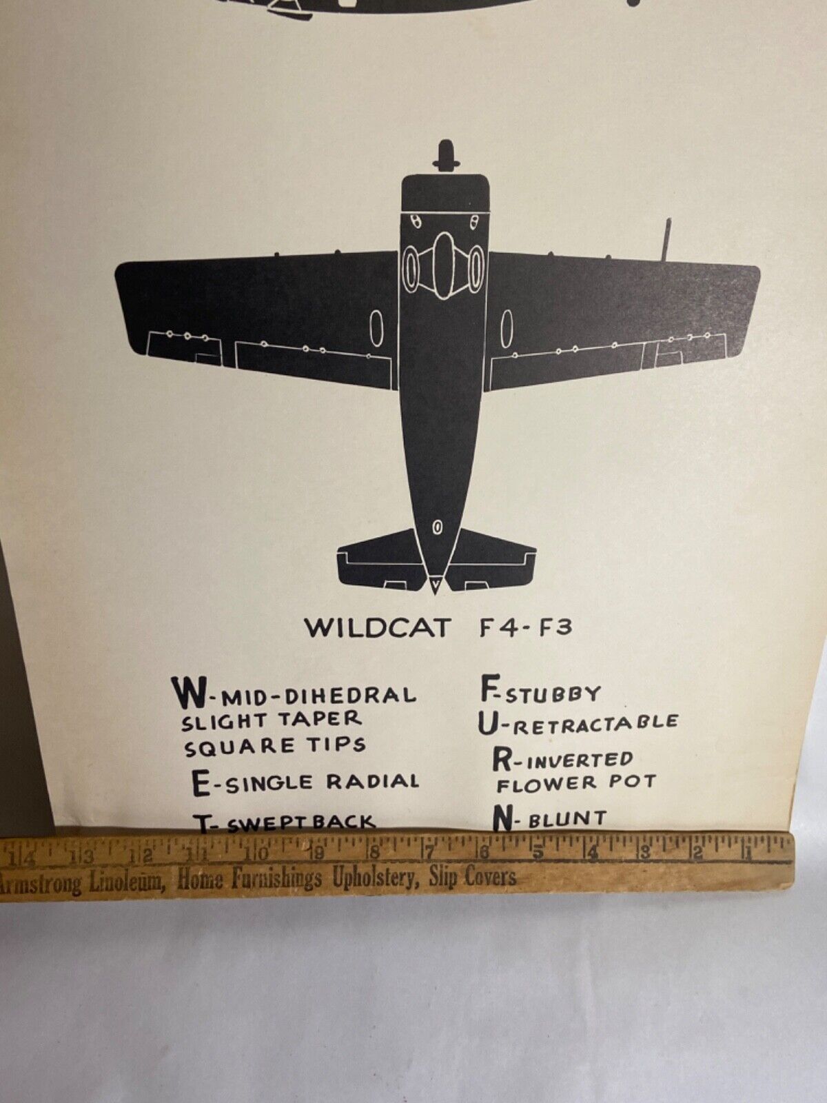 Vintage WWII Grumman F4F Wildcat Recognition Poster with Training Notes - Rare Без бренда - фотография #6
