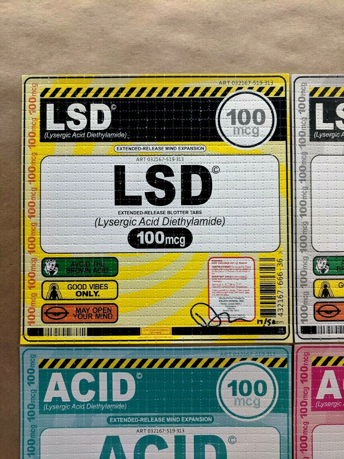 Denial Blotter Print 4 Pack Drugs Psychedelic LSD ACID 100mg Good Vibes Mimo Art Без бренда - фотография #2