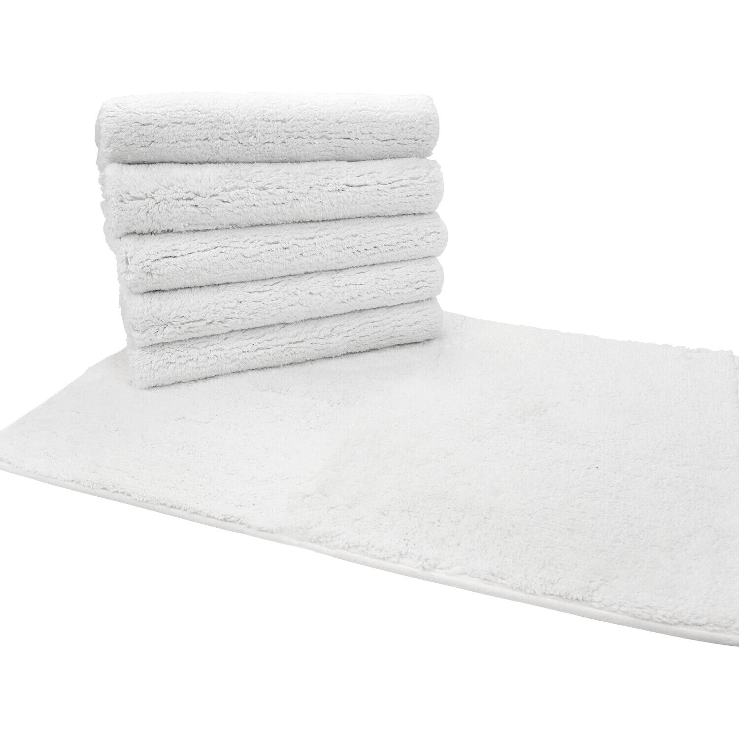 Bulk 6-Pack of Bath Mat Rugs - 20 x 30 White Cotton Bathroom Floor Non-Slip Arkwright Does Not Apply