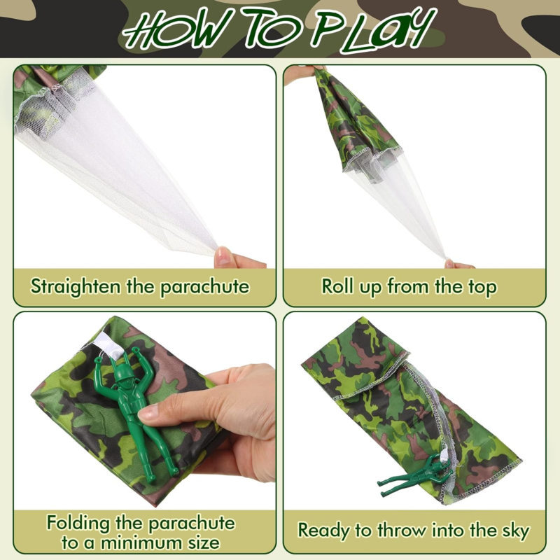 20 PCS Parachute Toys and Camouflage Foam Airplanes Set, Parachute Army Men Toys Does not apply - фотография #4