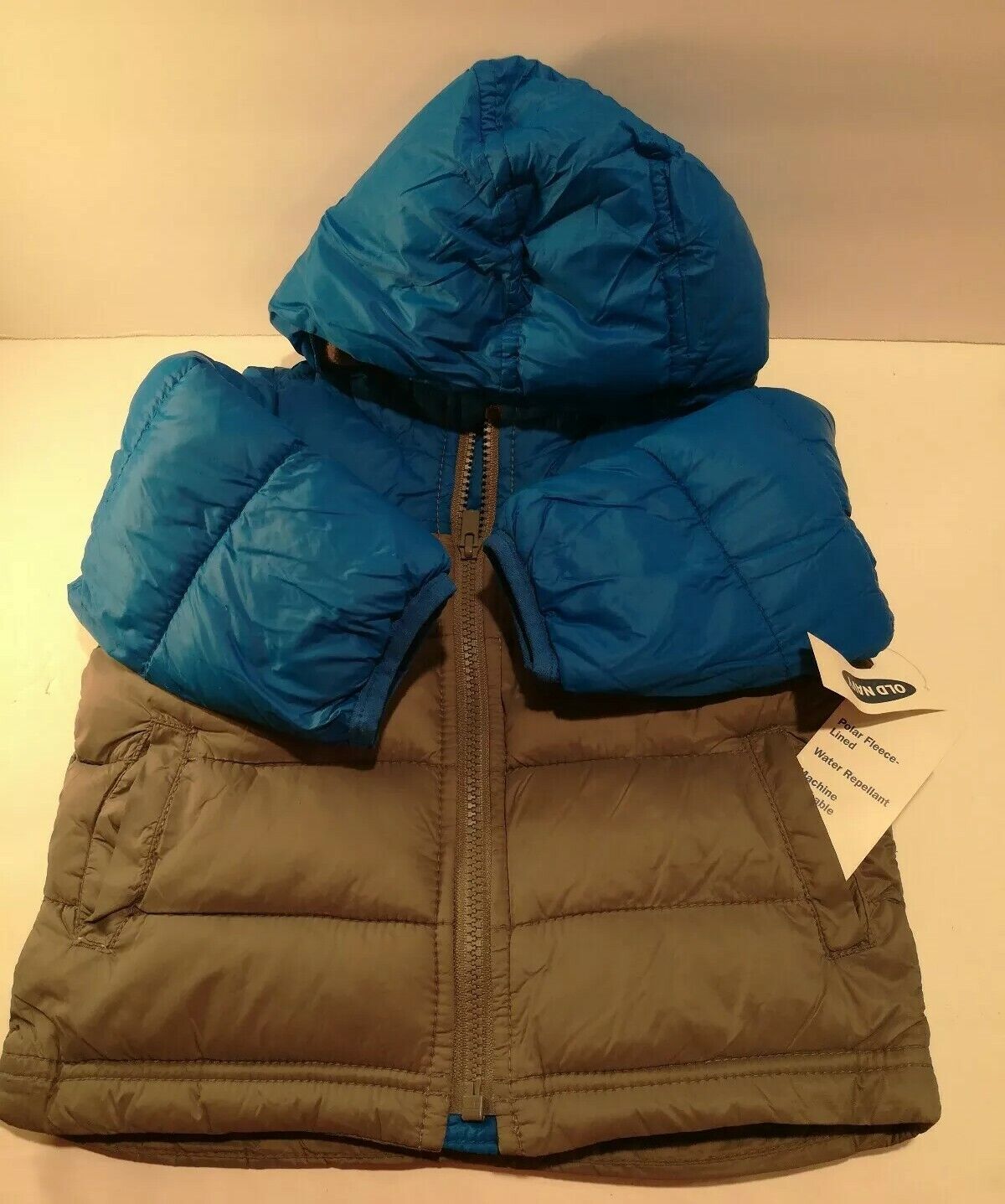 Old Navy Toddler Boys Girls Winter Puffer Jacket w Hood 12-18 months Blue Gray  Old Navy