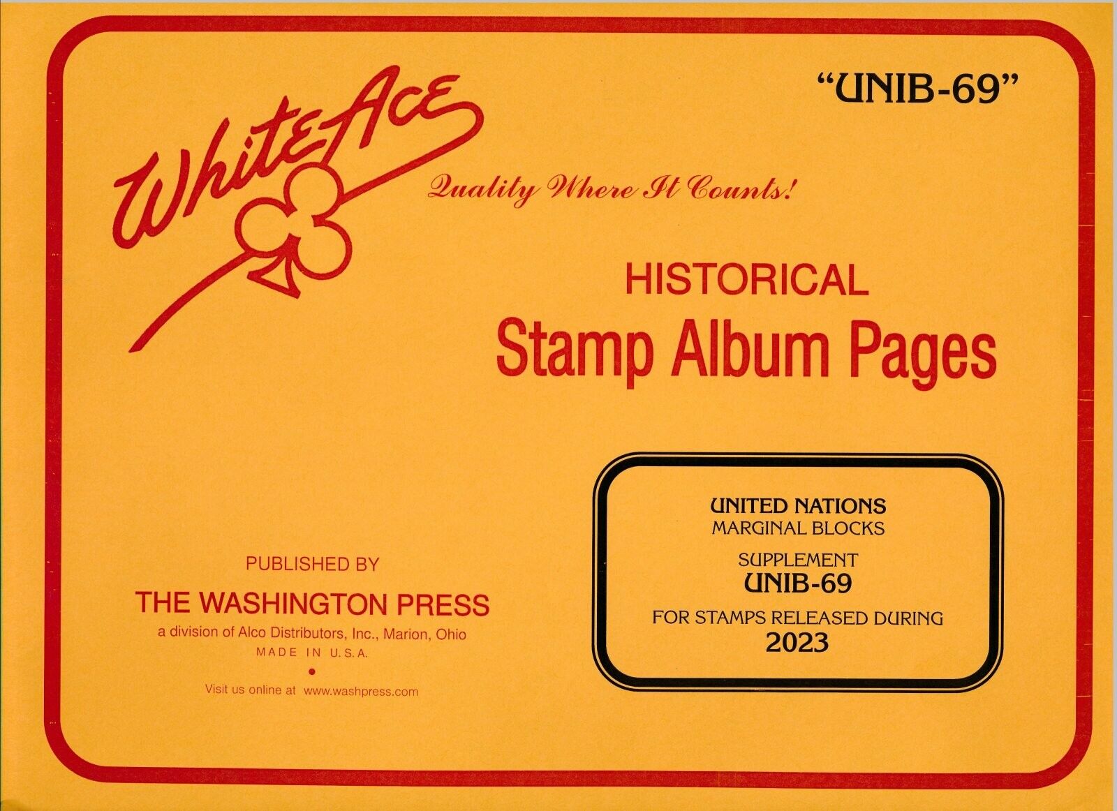 WHITE ACE 2023 United Nations Inscription Blocks Stamp Album Supplement UNIB-69 WHITE ACE