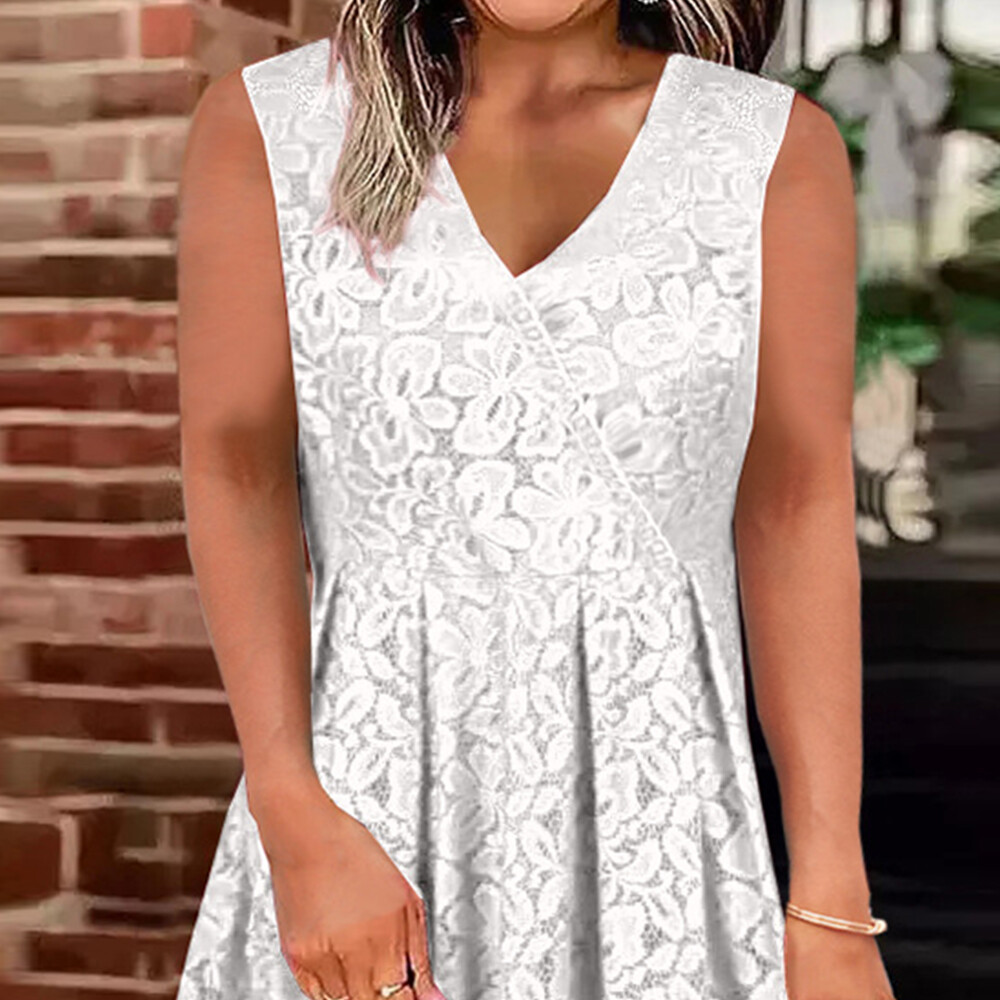 Women's Sexy V Neck Tank Midi Dress Lady Casual Lace Sleeveless Party Dresses US Unbranded Does Not Apply - фотография #7