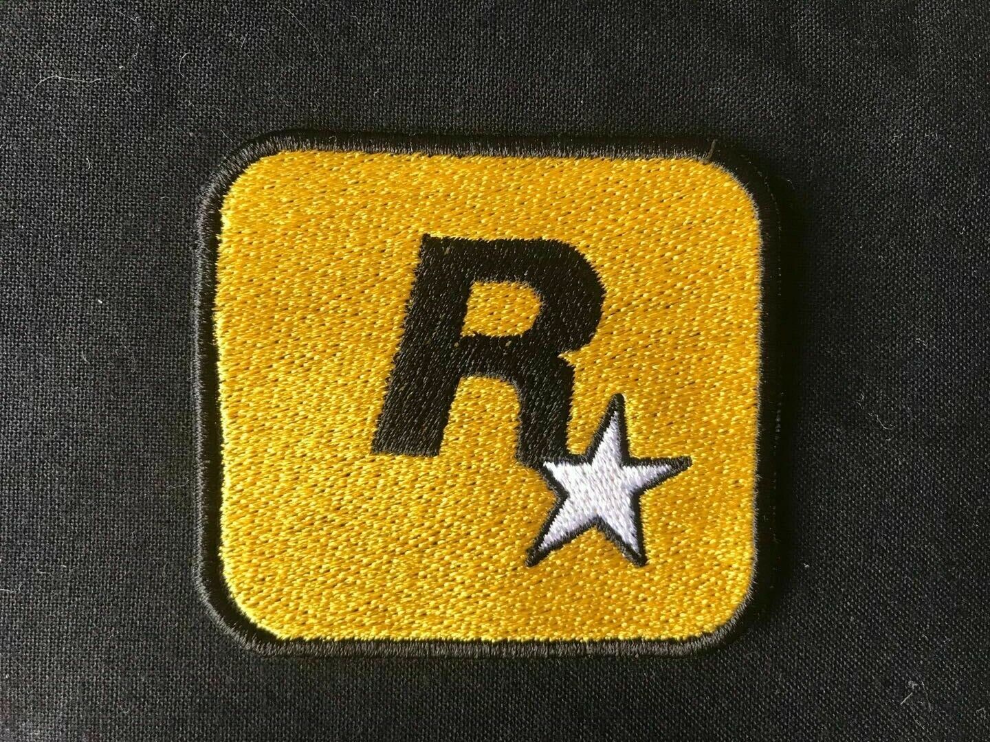 2 PIECES ROCKSTAR PATCH GAMES PLAYSTATION LOGO PS4 VIDEO GAME IRON ON YELLOW  Handmade - фотография #3