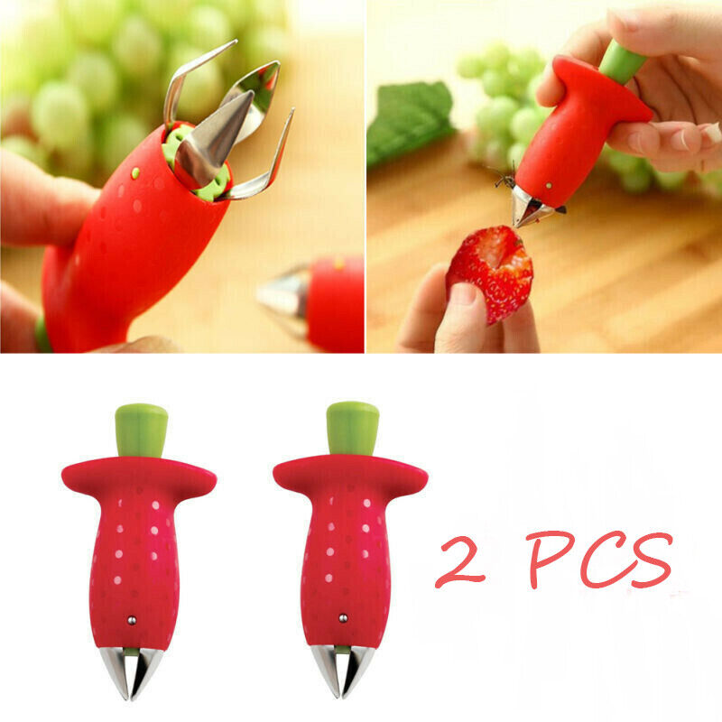 2X Strawberry Huller Stem Remover and Release Tomato Fruit Corer Kitchen Tool Unbranded Does not apply