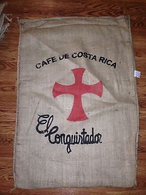ONE (1) COSTA RICA CAFE  COFFEE BURLAP SACK BAG EL CONQUISTADOR CROSS Без бренда