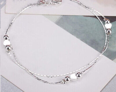 2 Pc Set 925 Sterling Silver Womens Anklet Bracelet Adj. 8.5" to 10.5" D671-D613 Devastating Designs - фотография #6