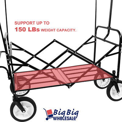 Folding Beach Wagon Garden Cart Sport Storage Utility 4 Buggy Wheel Canopy Kids GENIQUA YM-4438924 - фотография #9