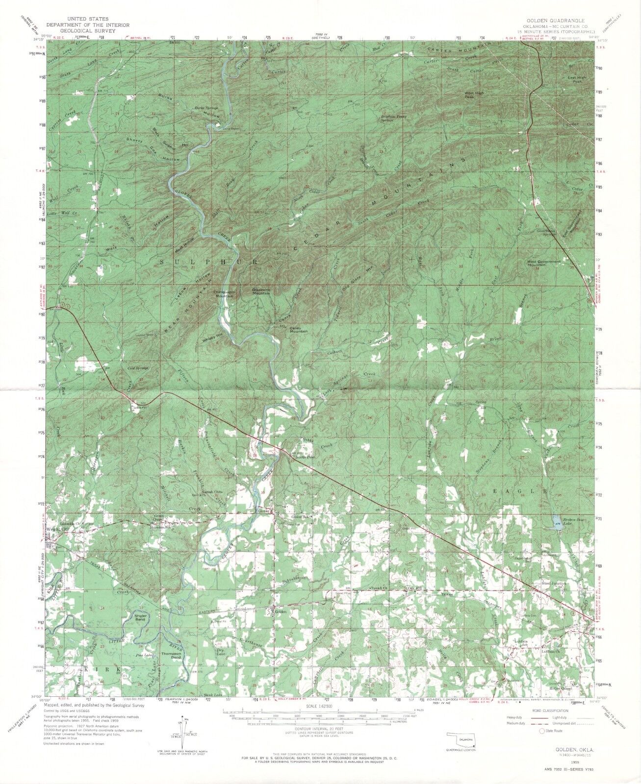 (2) 1959, '60 OK vintage 1:62,500 USGS Topo Maps, Cedar Mountains heavily wooded Без бренда - фотография #2