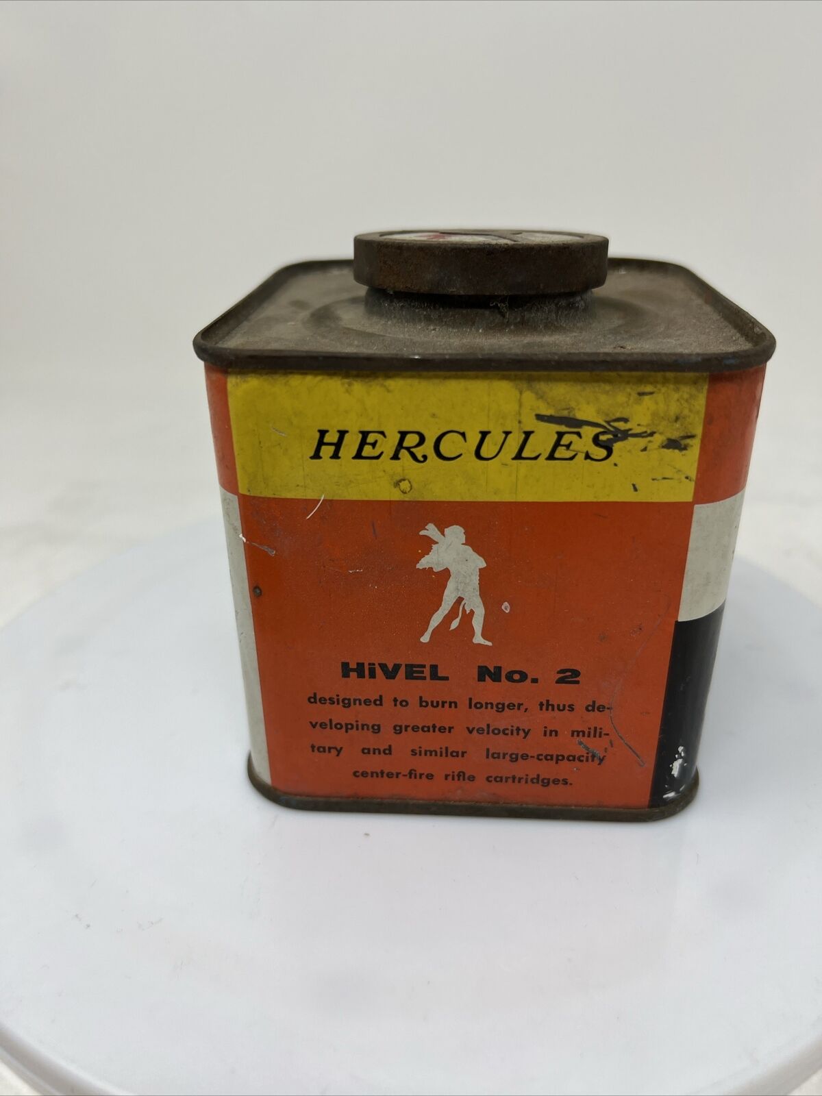 Vintage Hivel Smokeless Powder Can Military Rifle Powder No. 2 Early 1900's Hivel - фотография #4