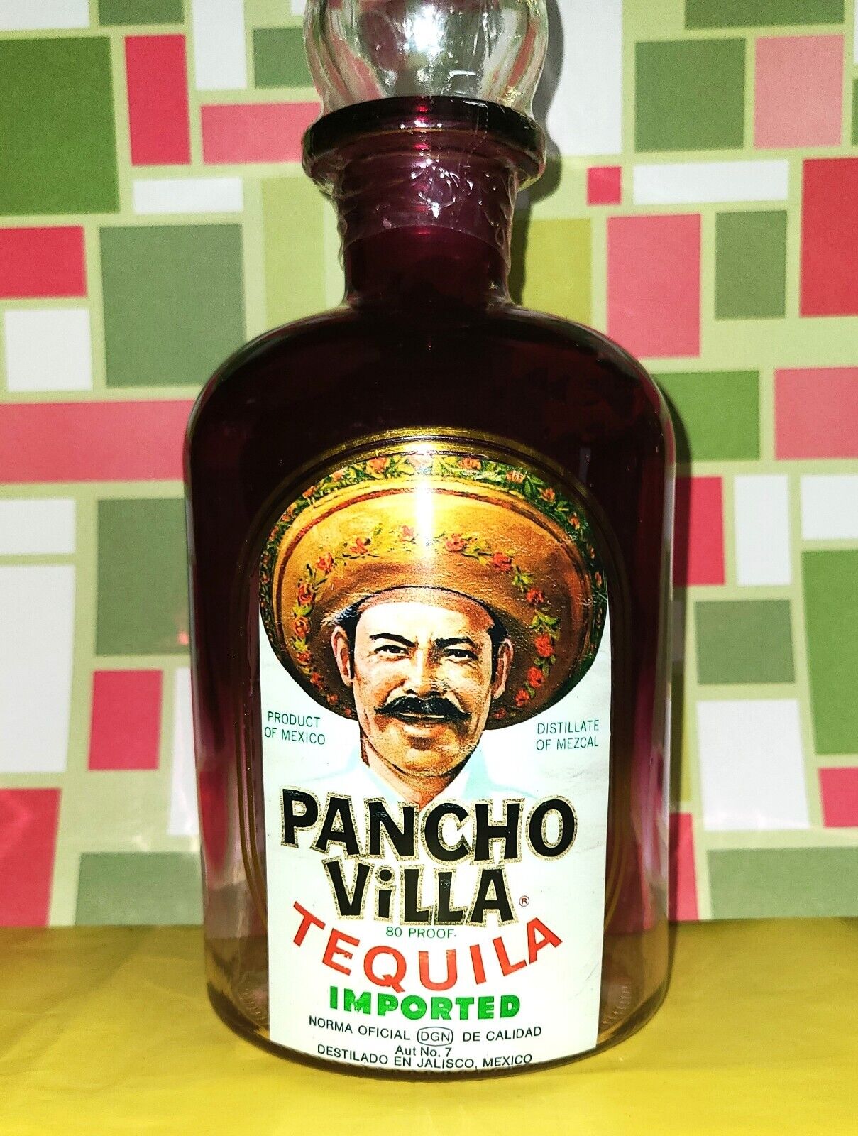 PANCHO VILLA TEQUILA  Label  Purple Glass Decanter bottle with stopper Pancho Villa Tequila - фотография #4