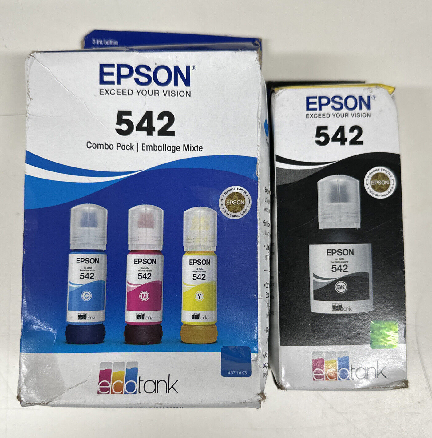 Genuine Epson Ecotank Ink Bottle Refills 542 Black Cyan Magenta Yellow Exp 12/26 Epson T542520-S