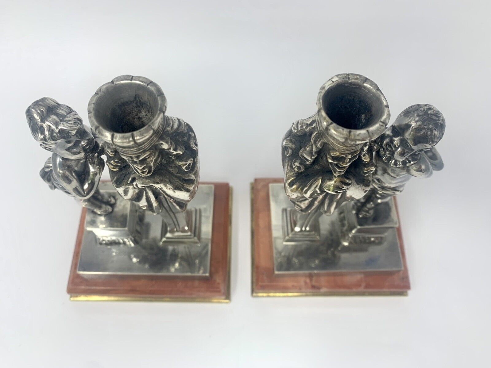  Rare Pair of antique French figural bronze candlesticks by Louis Kley Без бренда - фотография #6
