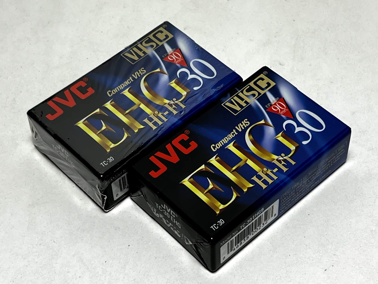 Lot of 2 JVC TC-30 EHG Compact VHS Tapes 90 Minutes High Energy Magnetite NEW JVC N/A