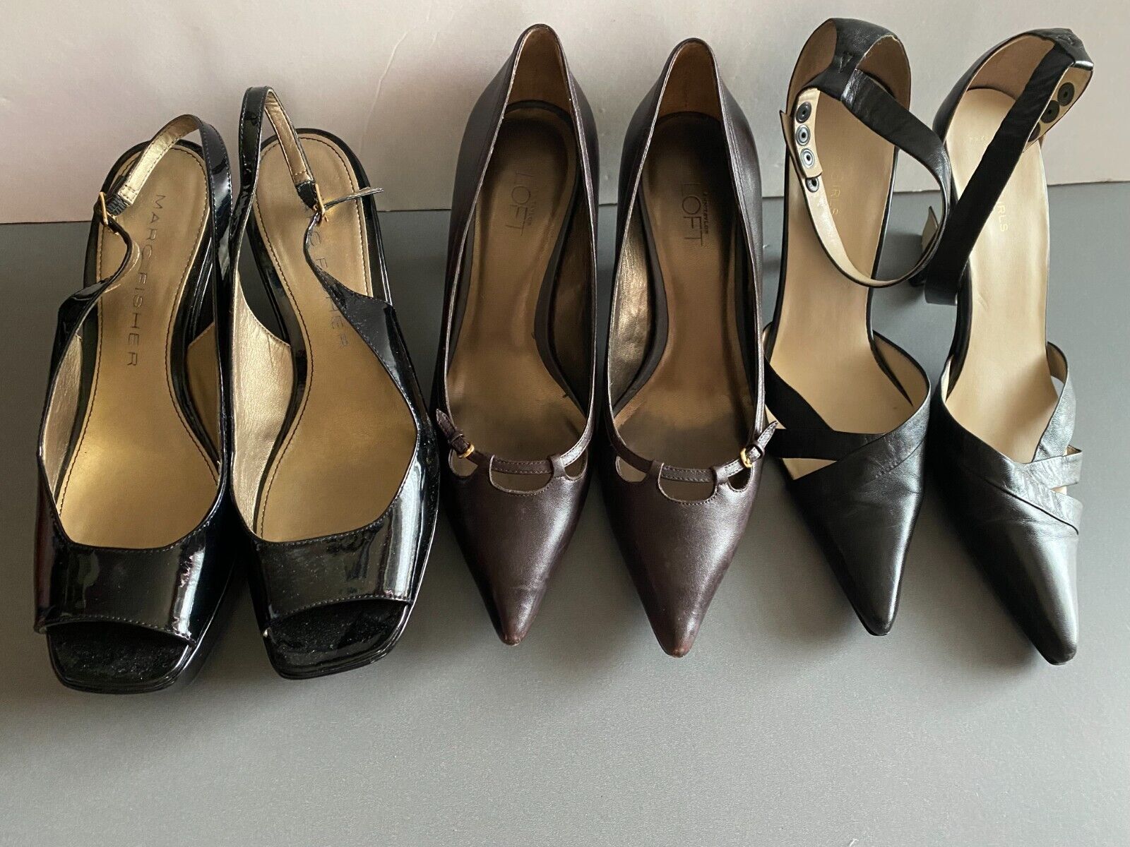 3 Pairs LOFT BCBG MARC Assorted Womens Pump Heels Shoes Lot Sz 8 - 8.5 Vintage