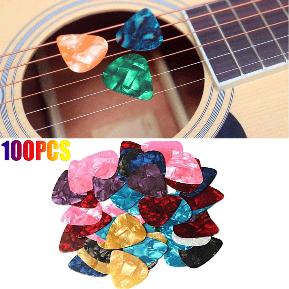 100pcs Guitar Picks Acoustic Electric Plectrums Celluloid Assorted Colors USPS Geartronics Does not apply - фотография #10