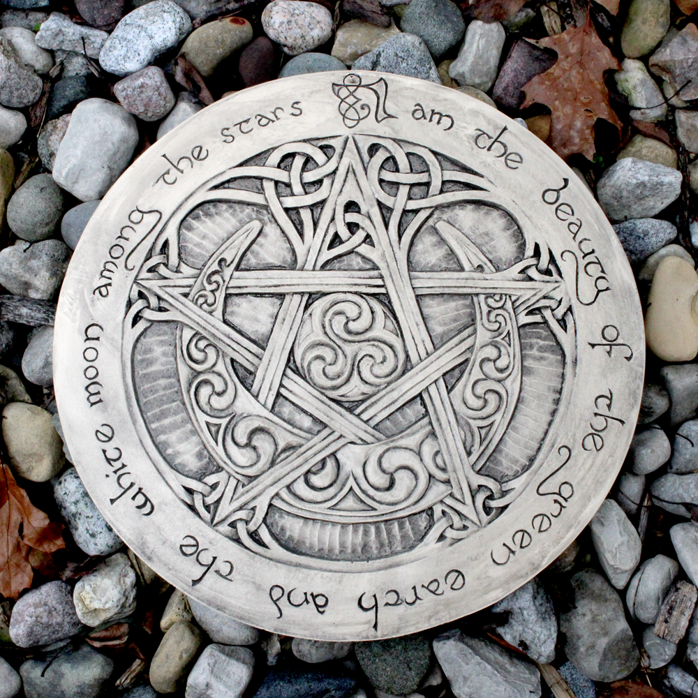 Large Moon Pentacle Plaque - Stone Finish - Dryad Design Pagan Wicca Pentagram Без бренда - фотография #2