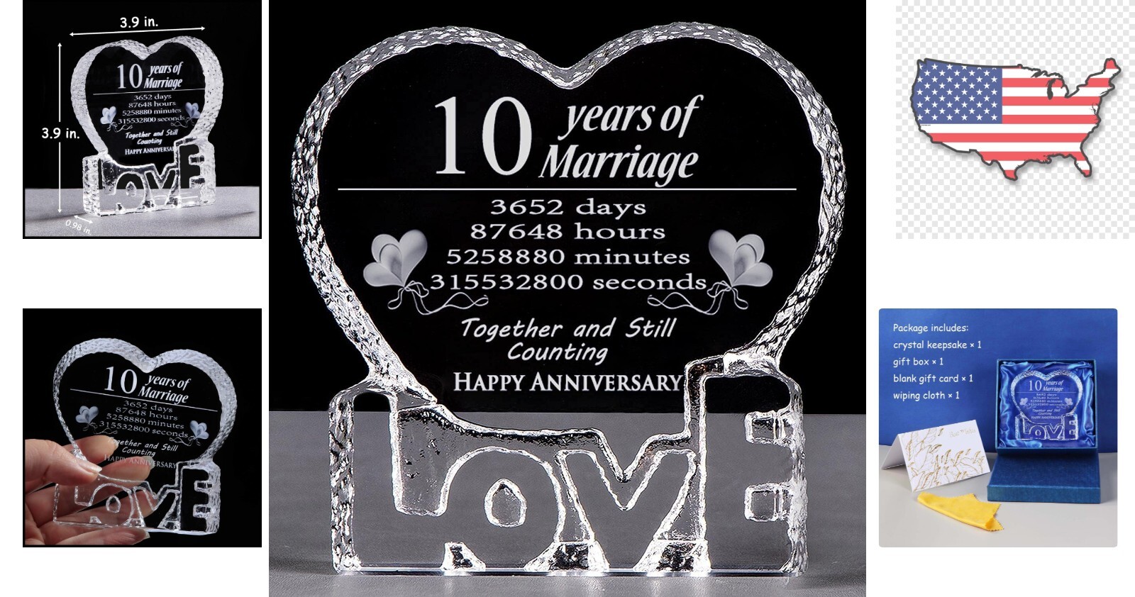 Memorable Love Shape Crystal Keepsake Paperweight - Extra Large Size - 3.9" x Unbranded - фотография #2