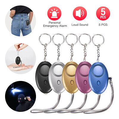 5 Pcs Safe Sound Personal Alarm Keychain With LED Light 140DB Emergency Women Unbranded Does not apply