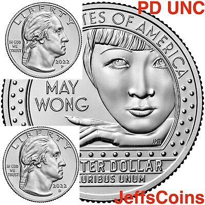 2022 P D Anna May Wong Women Quarters US UNCIRCULATED MINT SET 2 NEW COINS PD Без бренда