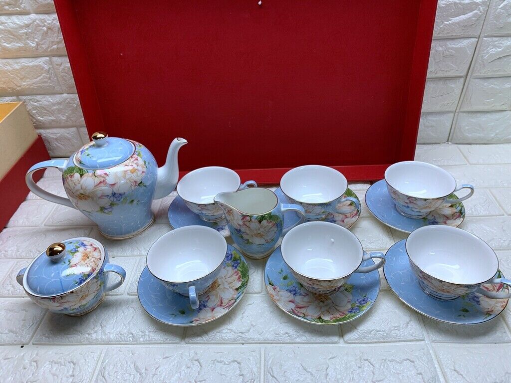 brand new high end fine bone china 15 piece Tea Set Floral Без бренда - фотография #6