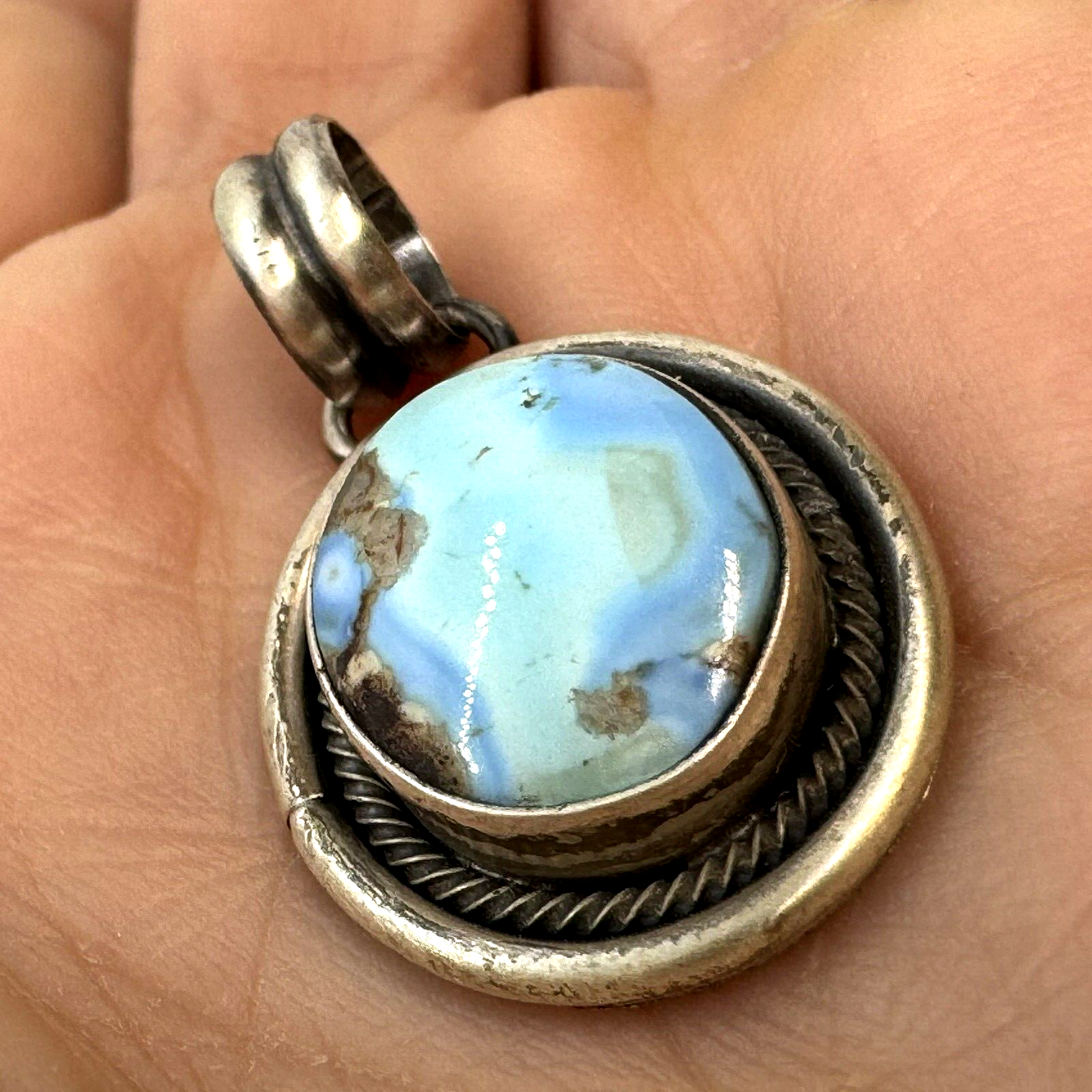 Navajo Golden Hills Turquoise Pendant Sterling Silver 5.8g by Dave Skeets Native Native American - фотография #3