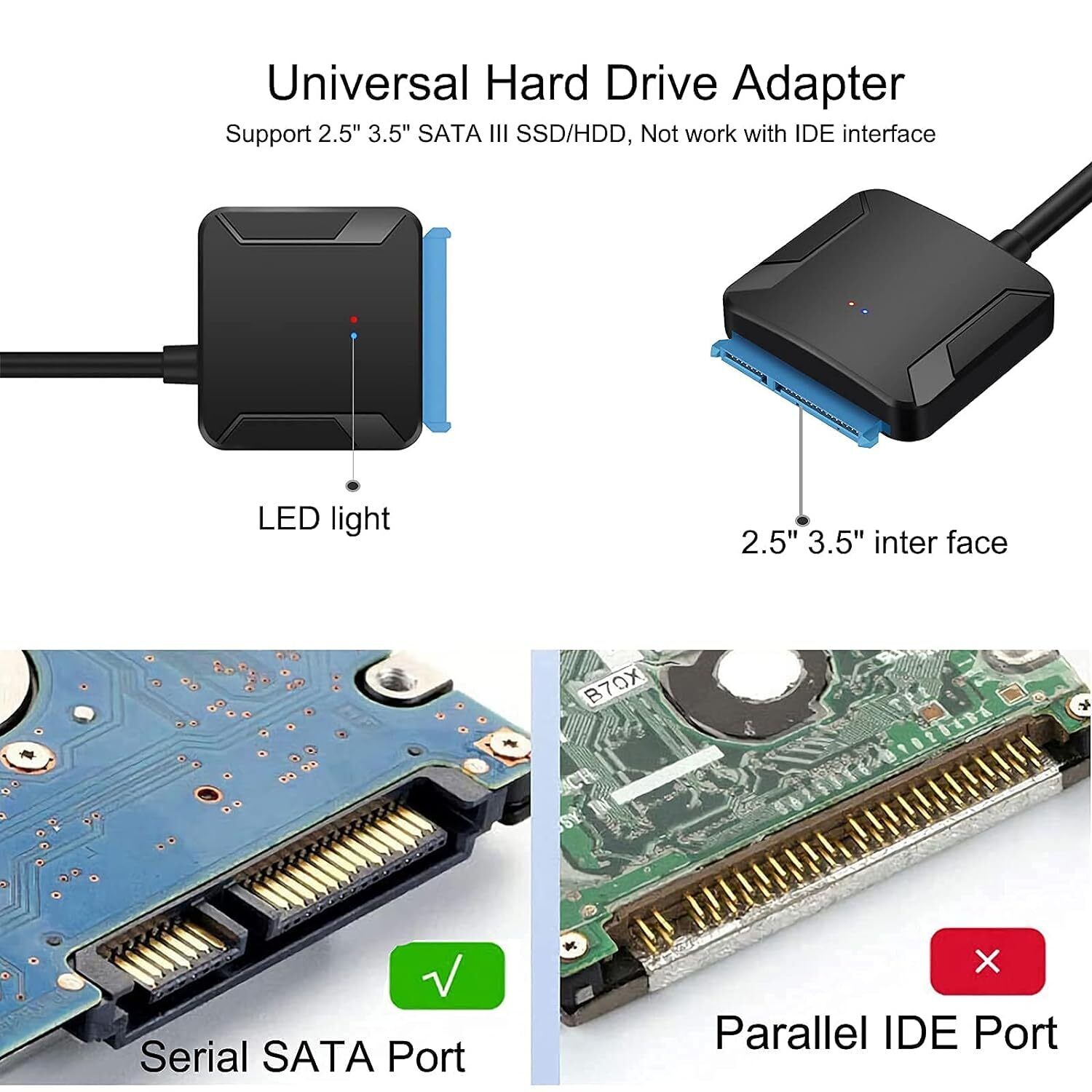 USB 3.0 to SATA External Hard Drive Converter Adapter 2.5'' 3.5'' SSD HDD Cable UVOOI Does Not Apply - фотография #8