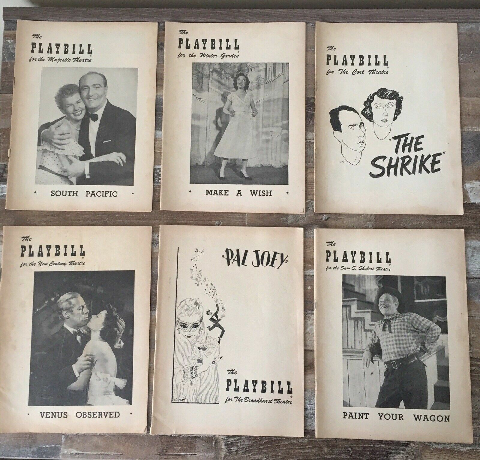 LOT OF SIX VINTAGE EARLY 1950'S PLAYBILL - VERY GOOD CONDITION - MANY RARE Без бренда