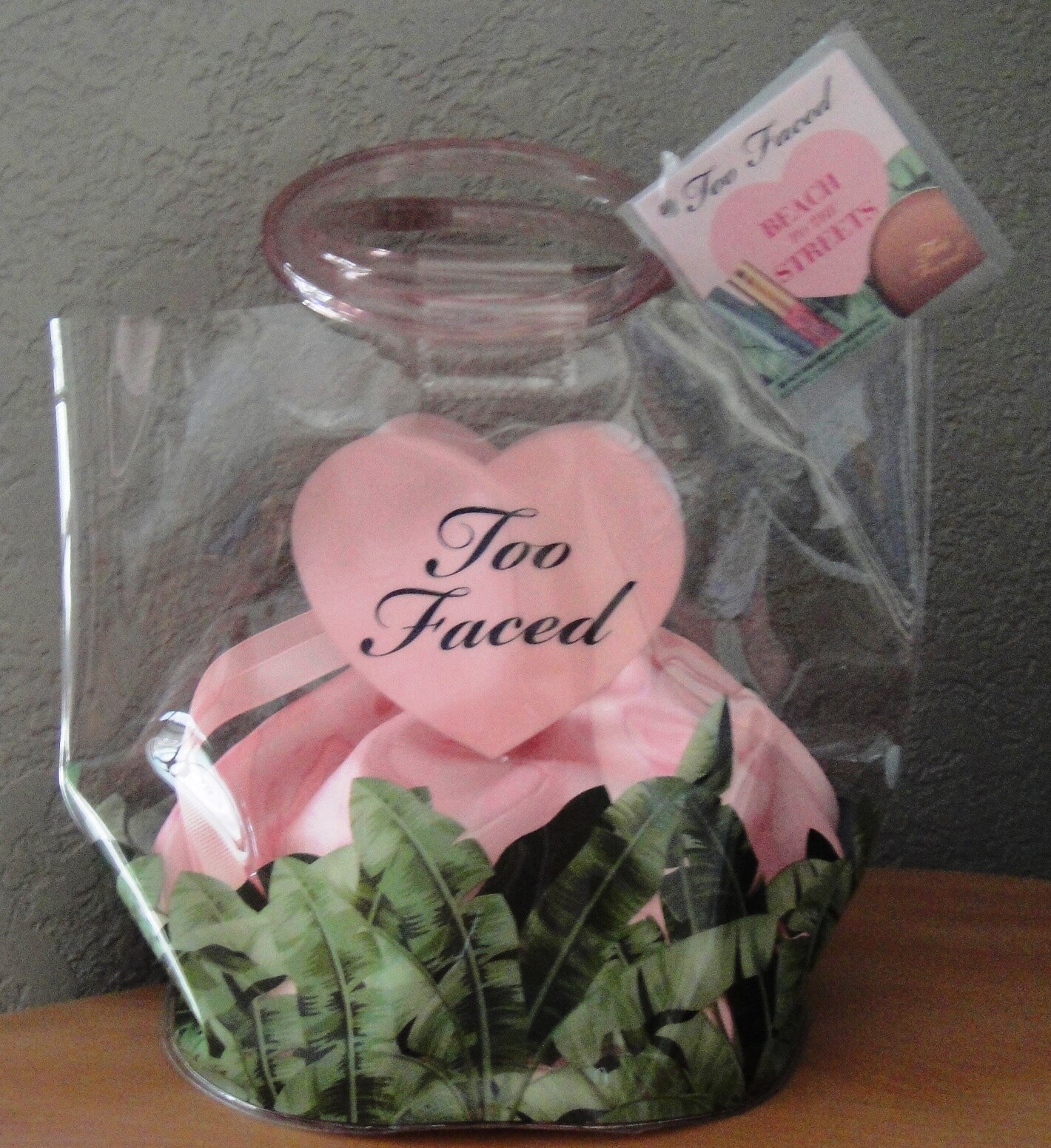 TOO FACED Beach To Streets CLEAR TOTE BAG Empty + PINK DRAWSTRING POUCH $0 SHIP Too Faced