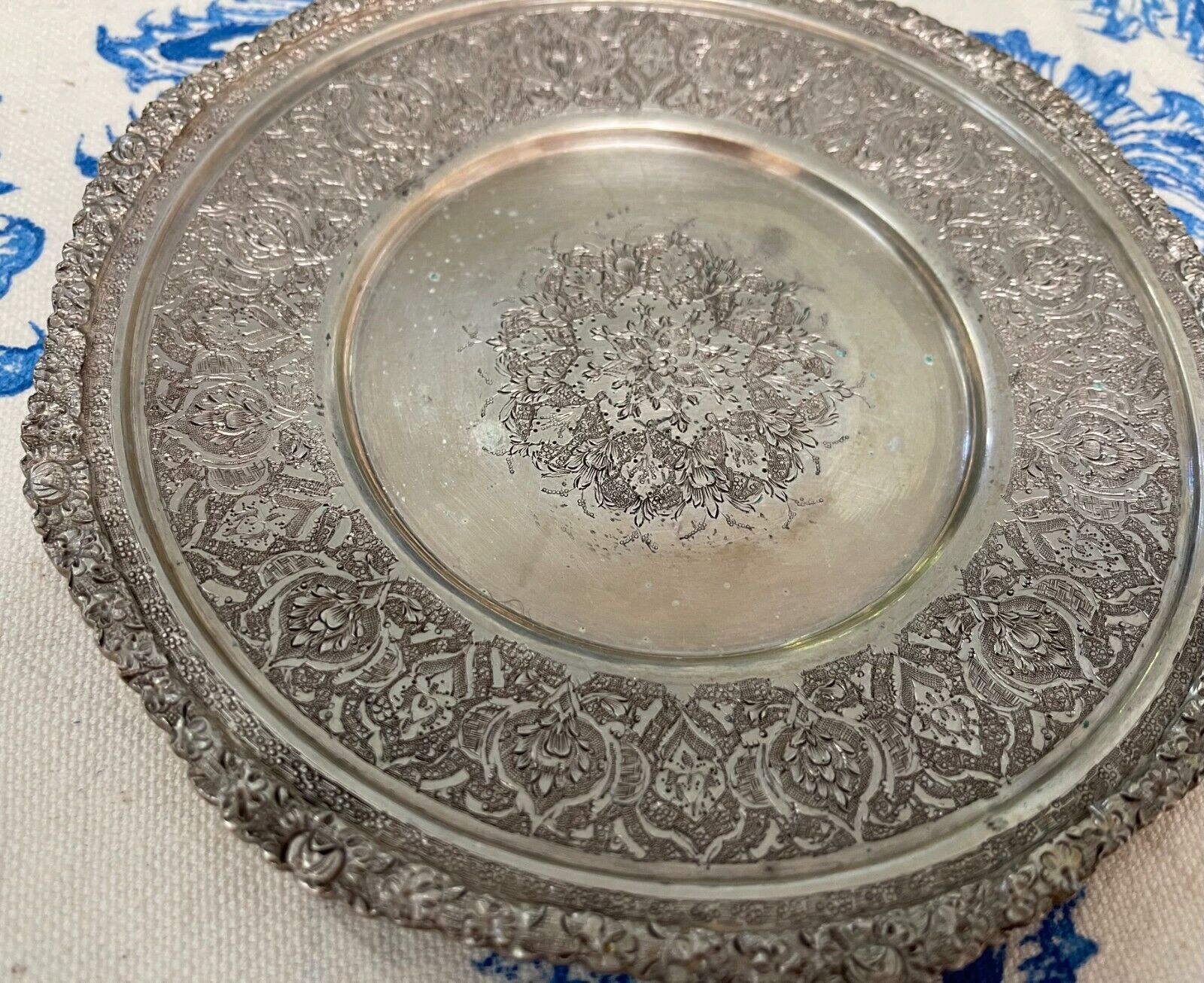 6 Plate Set AUTHENTIC Antique 84 Silver Persian Islamic middle eastern Art  Без бренда - фотография #5