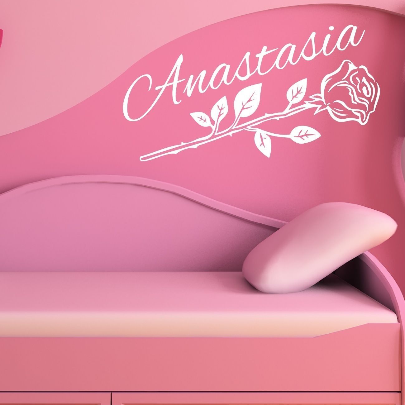 Custom Name Rose Flower Vinyl Wall Decal Decor Girls Sticker Wall Art Rapid Vinyl Does Not Apply