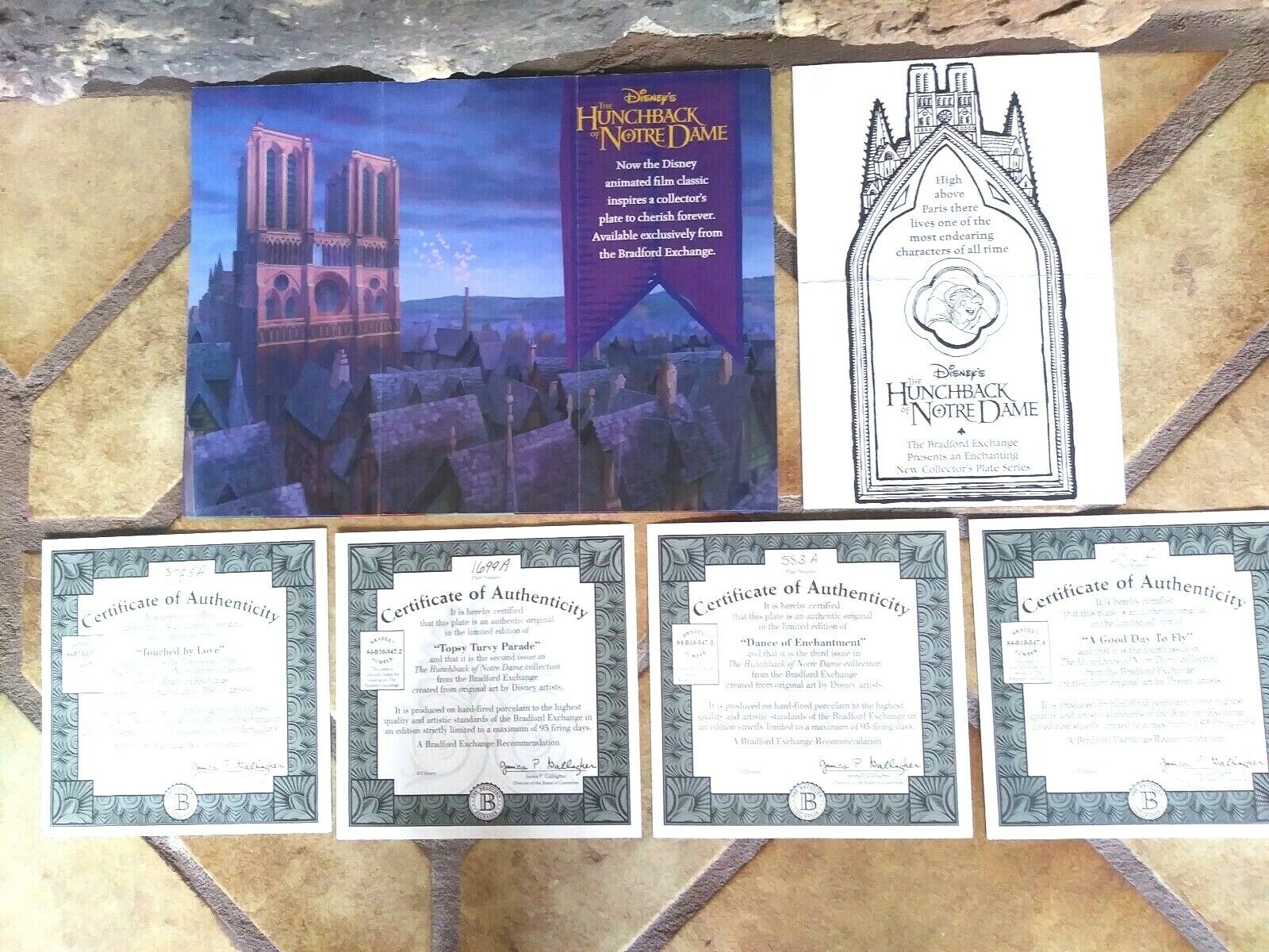 HUNCHBACK OF NOTRE DAME,COMPLETE SET 4 LTD.ED.DISNEY BRADEX PLATES 1996,NEW,MINT BRADEX CHINA - фотография #2