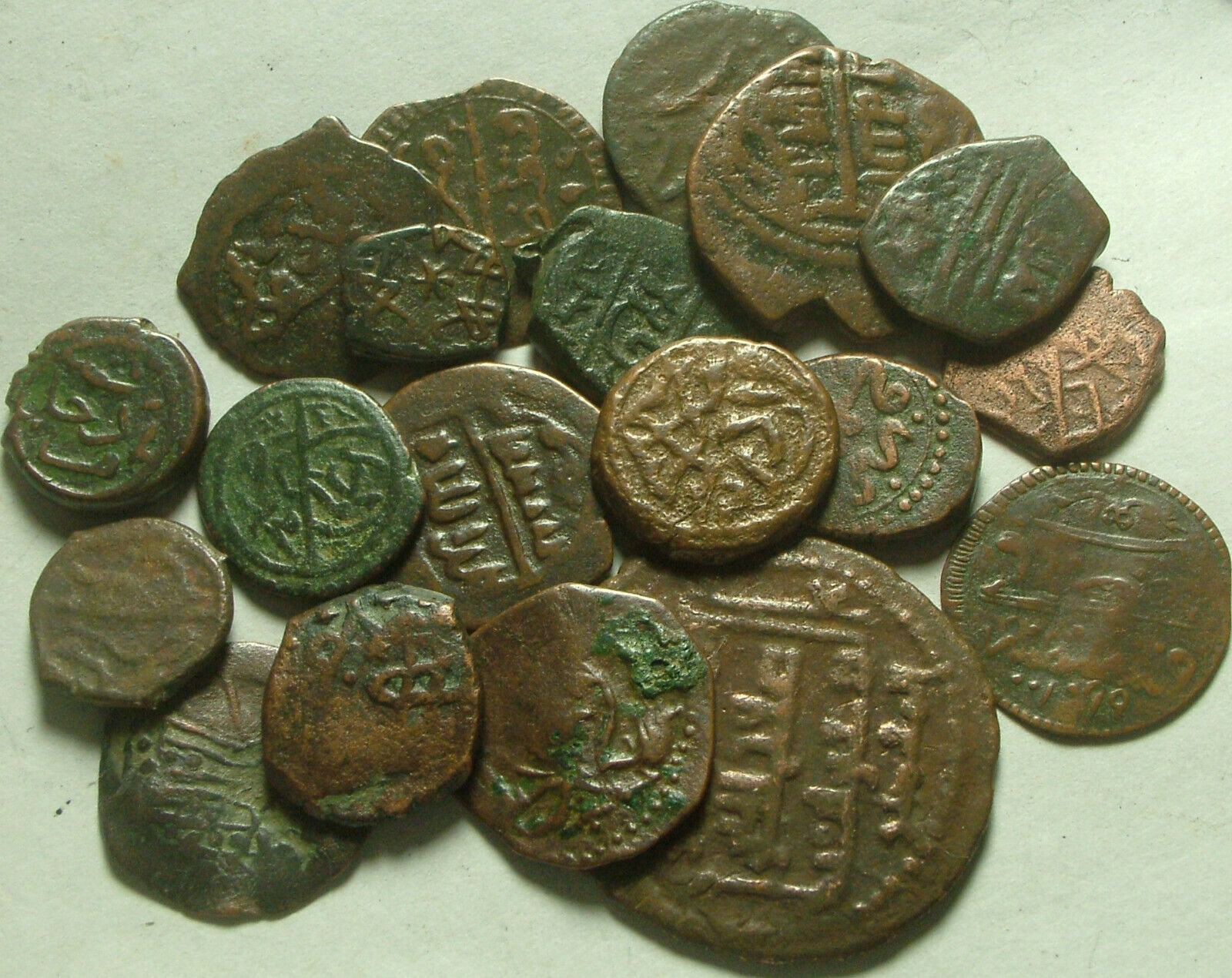 Lot 3 Rare original Islamic copper Bronze Mangir coins/Arabic/Ottoman Empire 15c Без бренда - фотография #8