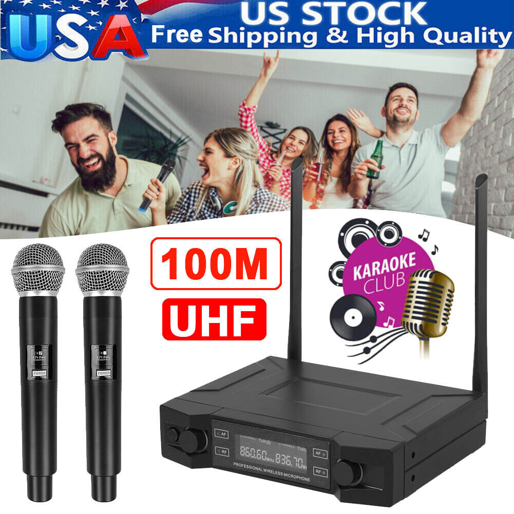2 Channel UHF Wireless Dual Microphone Cordless Handheld Mic System Household US Unbranded /