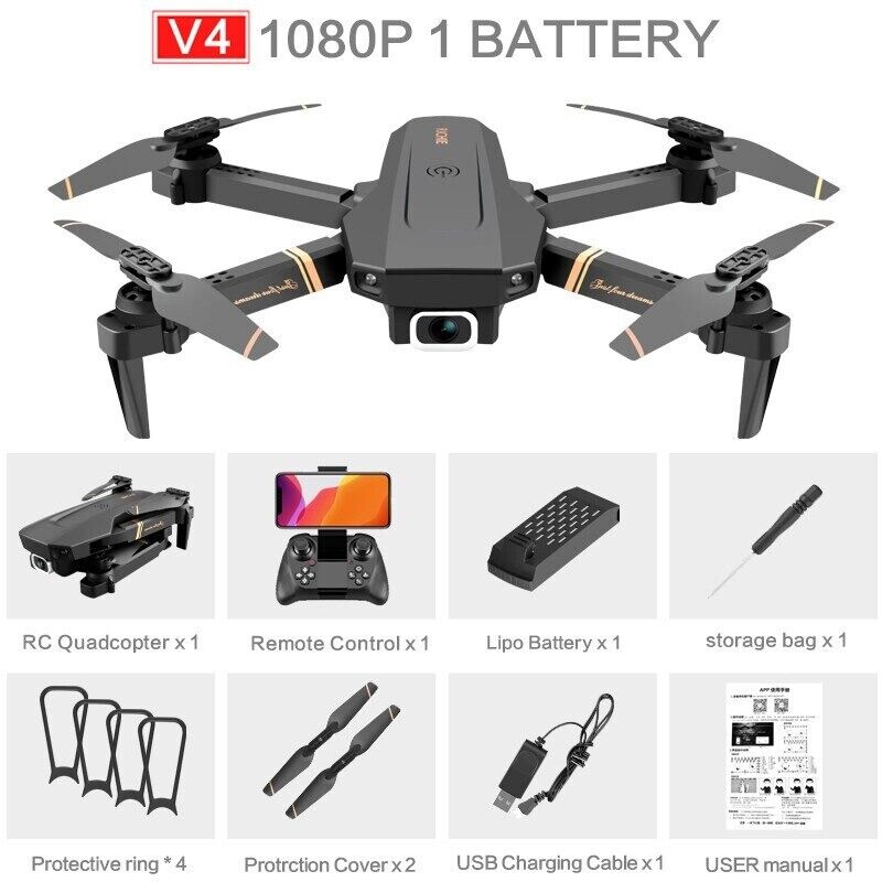 V4 Rc Drone 4k HD Wide Angle Camera 1080P Wifi Drone Fpv Dual Camera Quadcopter  Unbranded V4 - фотография #9