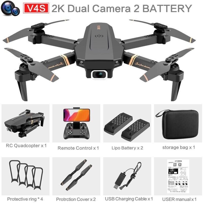 V4 Rc Drone 4k HD Wide Angle Camera 1080P Wifi Drone Fpv Dual Camera Quadcopter  Unbranded V4 - фотография #2