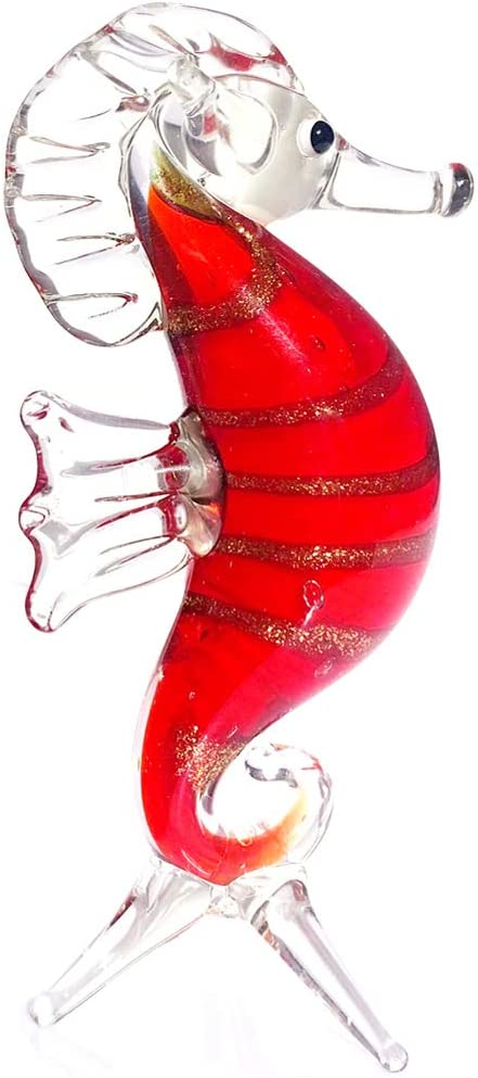 JingShiY Colorful Crystal Glass Hippocampus Animal Figurines Glass Seahorse Hand JingShiY Not Applicable