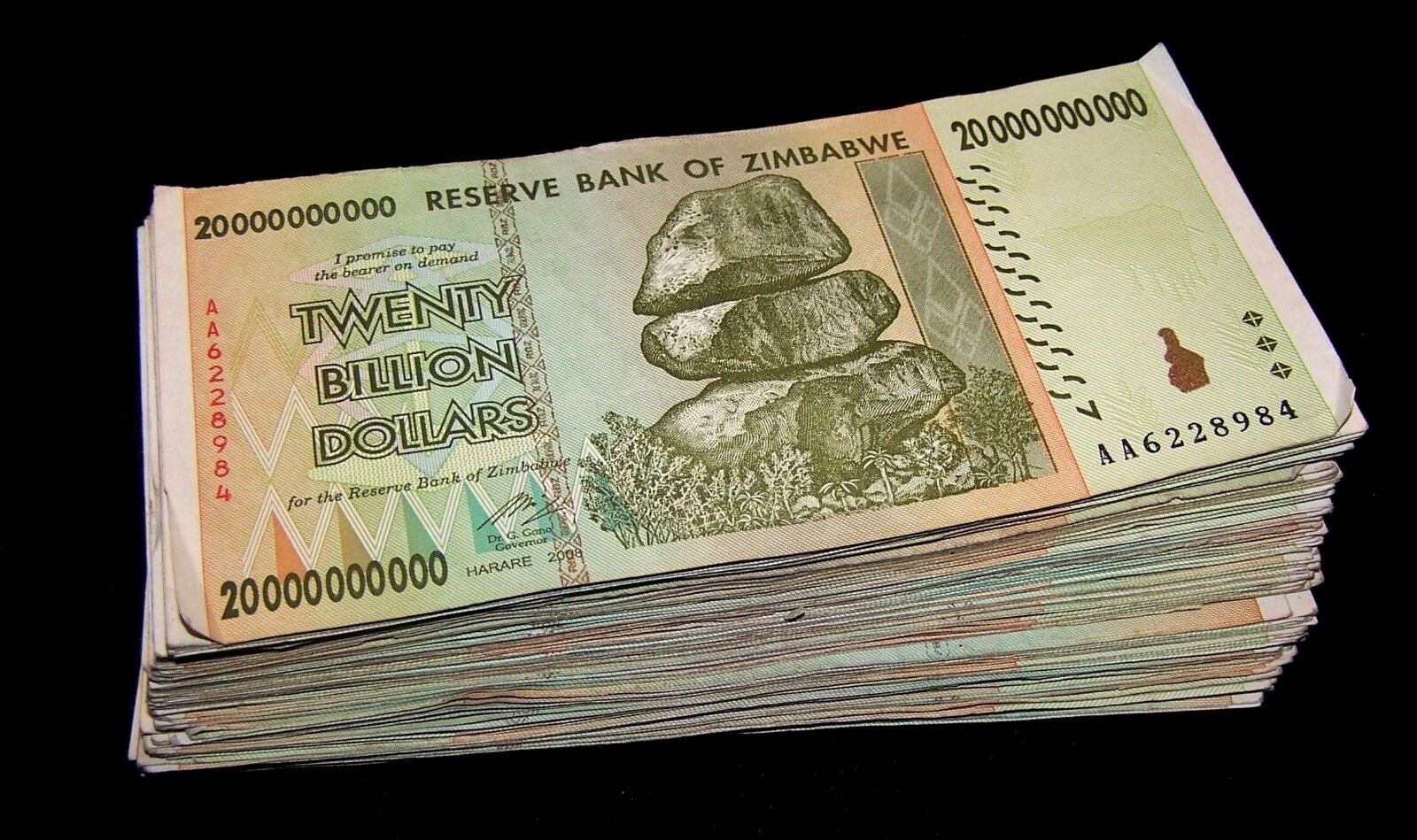 20 pcs x Zimbabwe 20 Billion Dollar banknotes-paper money currency-2008/AA or AB Без бренда