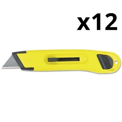 Plastic Light-Duty Utility Knife w/Retractable Blade, Yellow, Pack of 12 Stanley 10-065