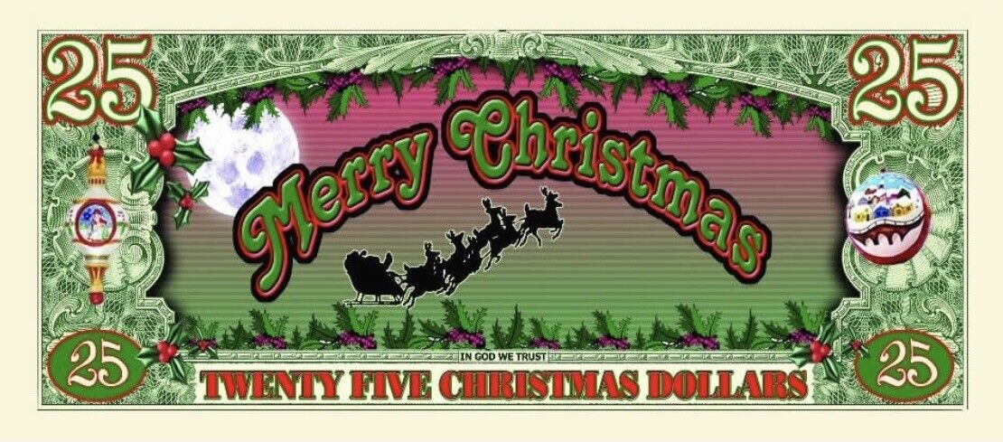 ✅ Merry Christmas Holiday Decor 100 Pack Collectible Novelty Dollar Bills ✅ MLA Products - фотография #3