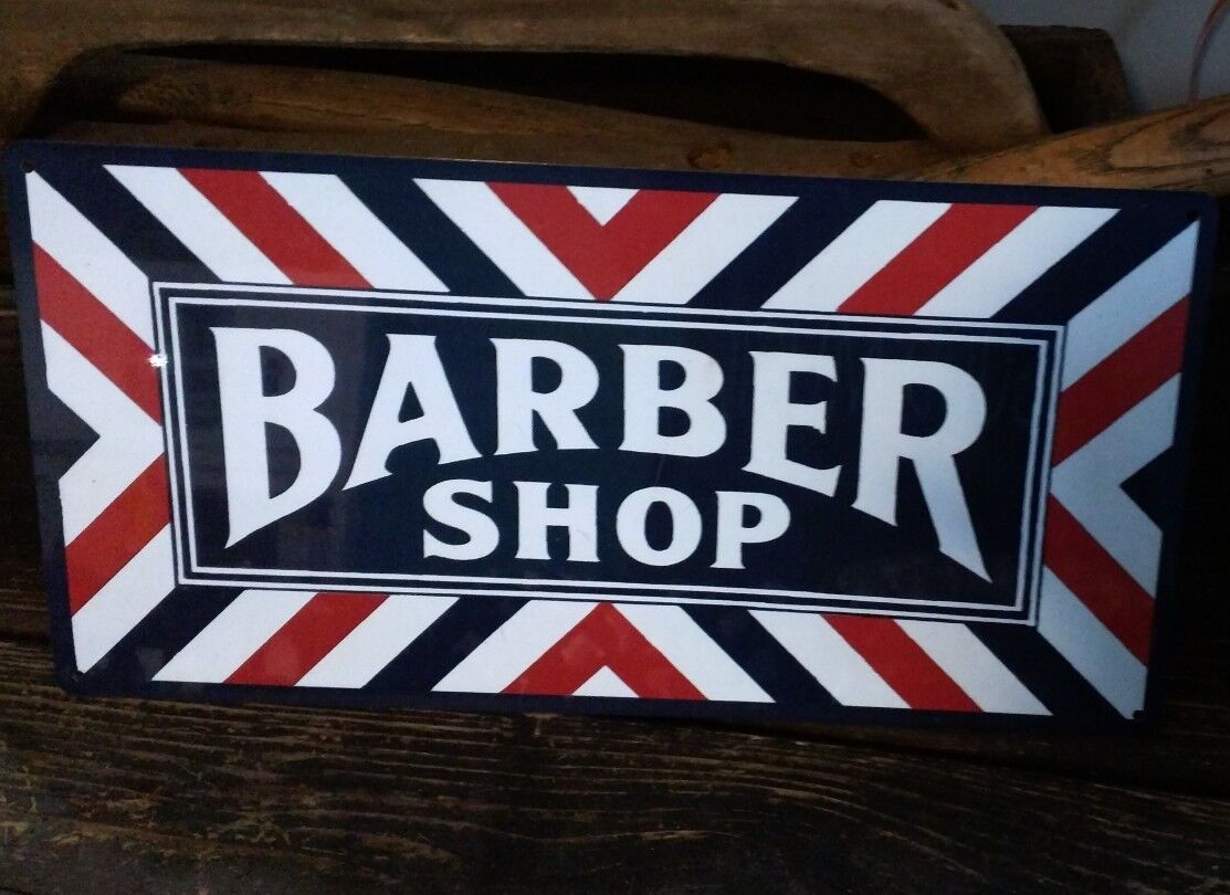 Barber shop metal sign vintage image retro Red White Blue 6 x 12 50027 Без бренда