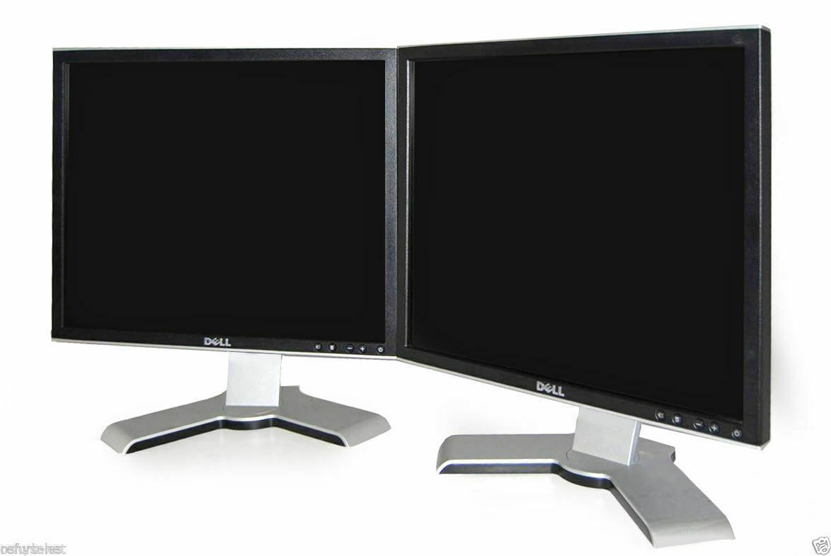 🔥Dual Dell UltraSharp 1907FP Silver/ Black 19-inch Gaming LCD Monitors W/USB 💯 Dell 1907FPC